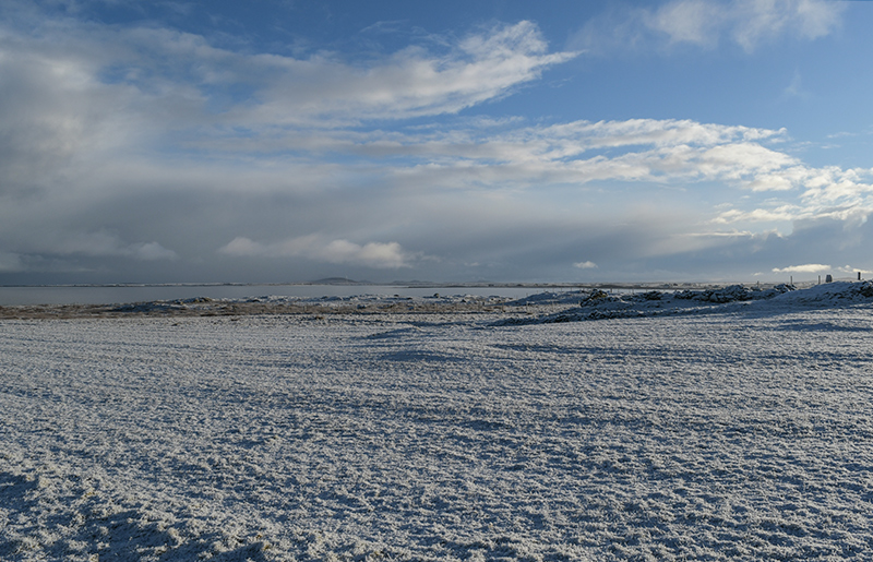 Snow fields on the coast